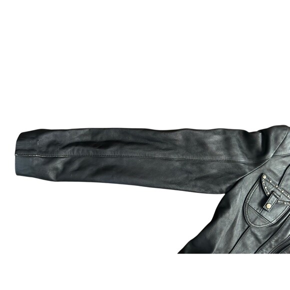 Ying Ying of Nevada Black Leather Jacket Studded Sz S Grunge Goth Y2K Rare Biker - Picture 9 of 16